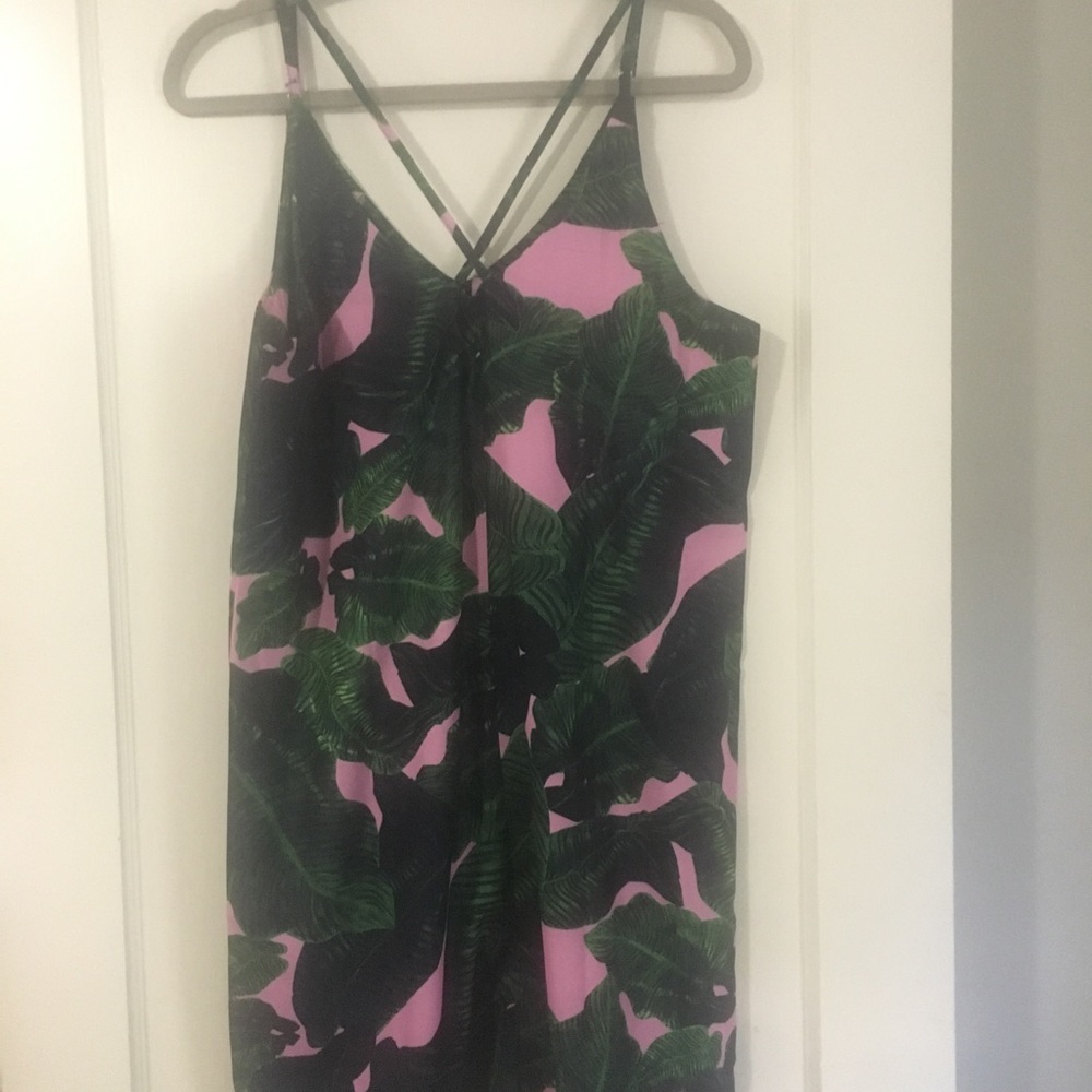 Pink and Green Palm Floral Dress